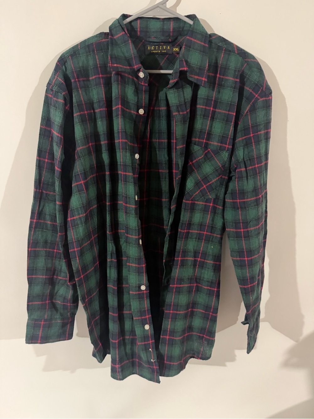 Ativa Men's Green and Pink Plaid Button-Down Shirt